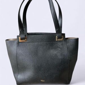 Ralph Lauren Black and Gold Structured Leather Tote